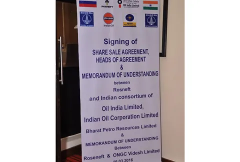 Signing of MoU for stake in oil assets in Russia